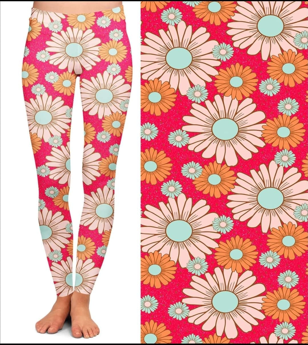 Groovy Daisy TC3 (size 28+) leggings