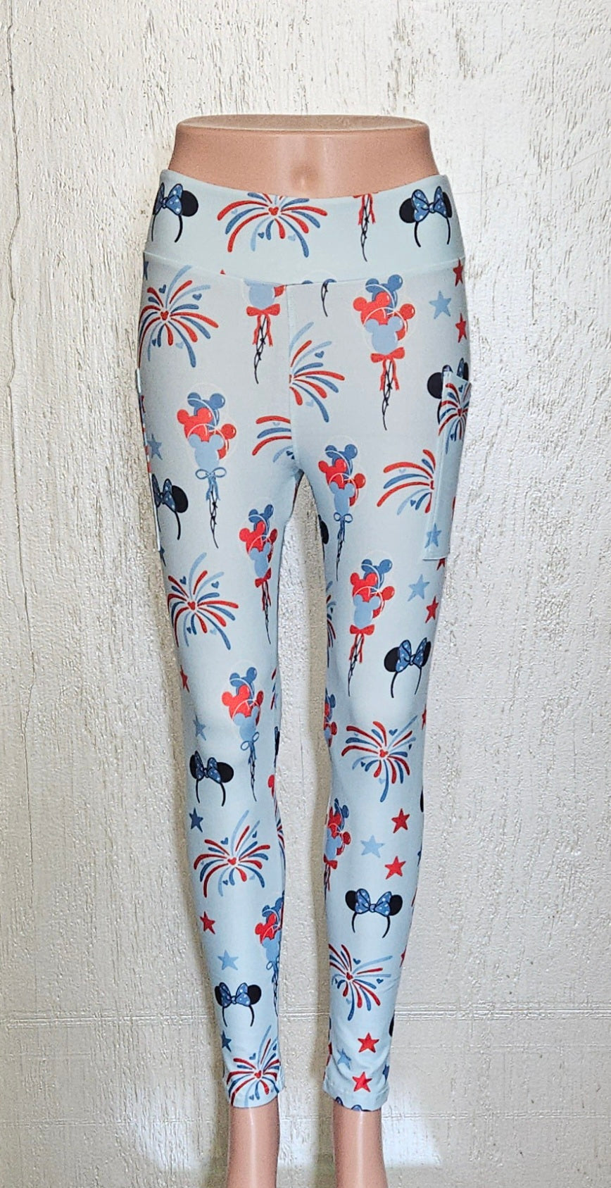 Blue Ear Fireworks leggings and biker shorts with pockets
