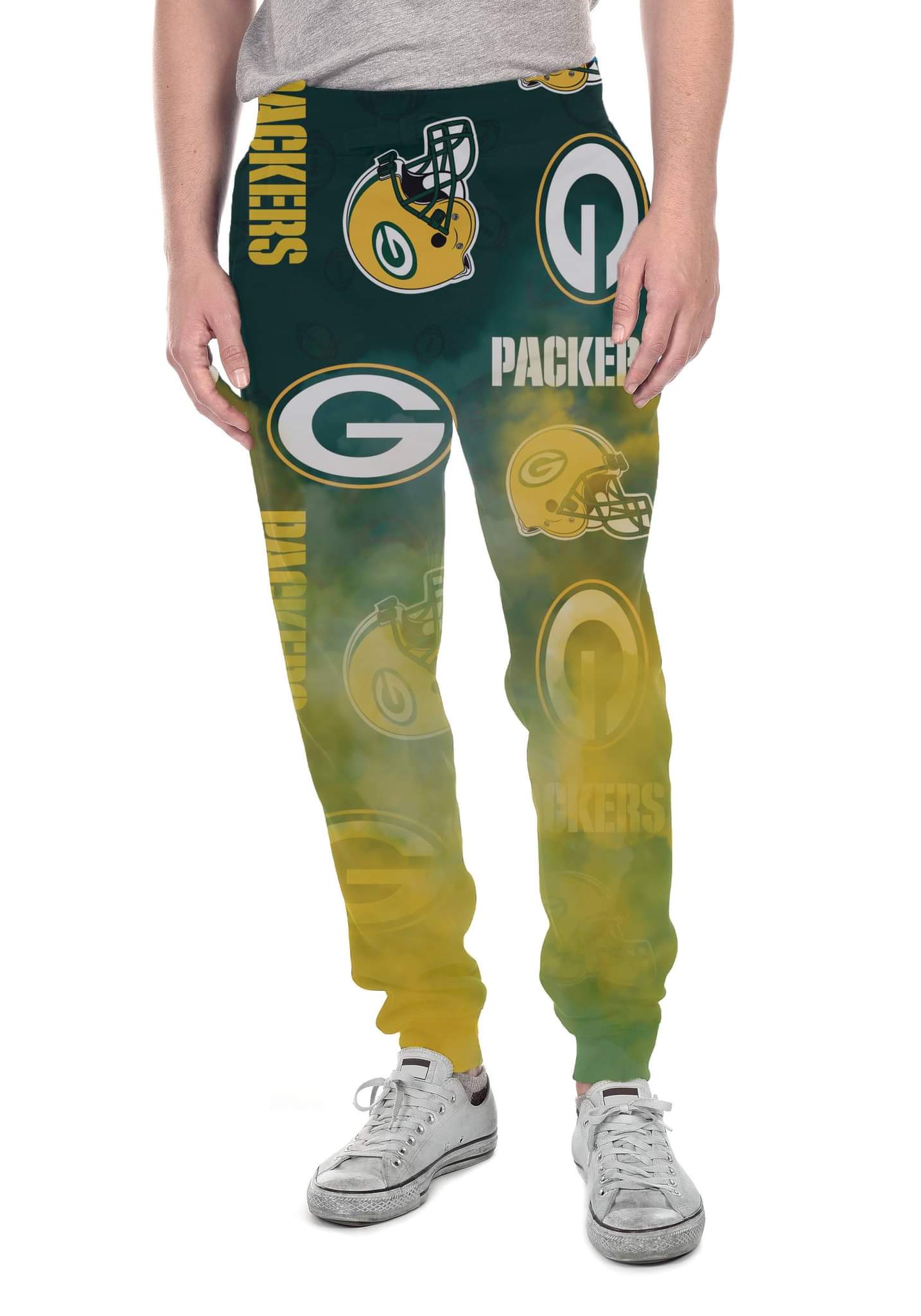 Green Bay Football smoke print leggings with pockets and kids joggers