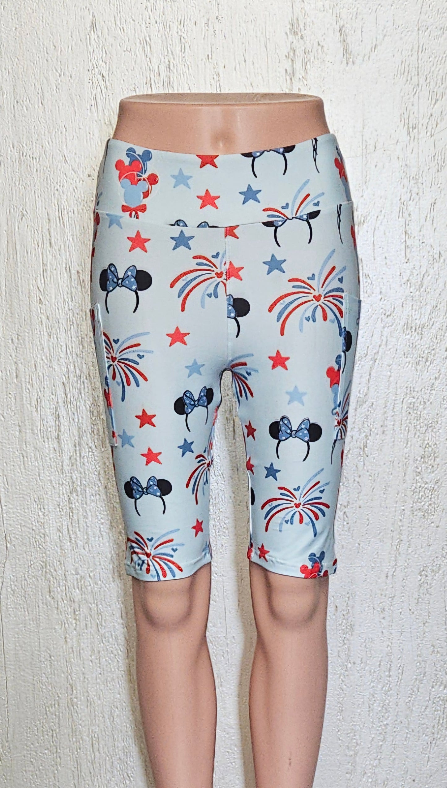 Blue Ear Fireworks leggings and biker shorts with pockets