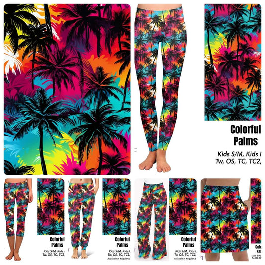 Colorful Palms skorts and leggings with pockets