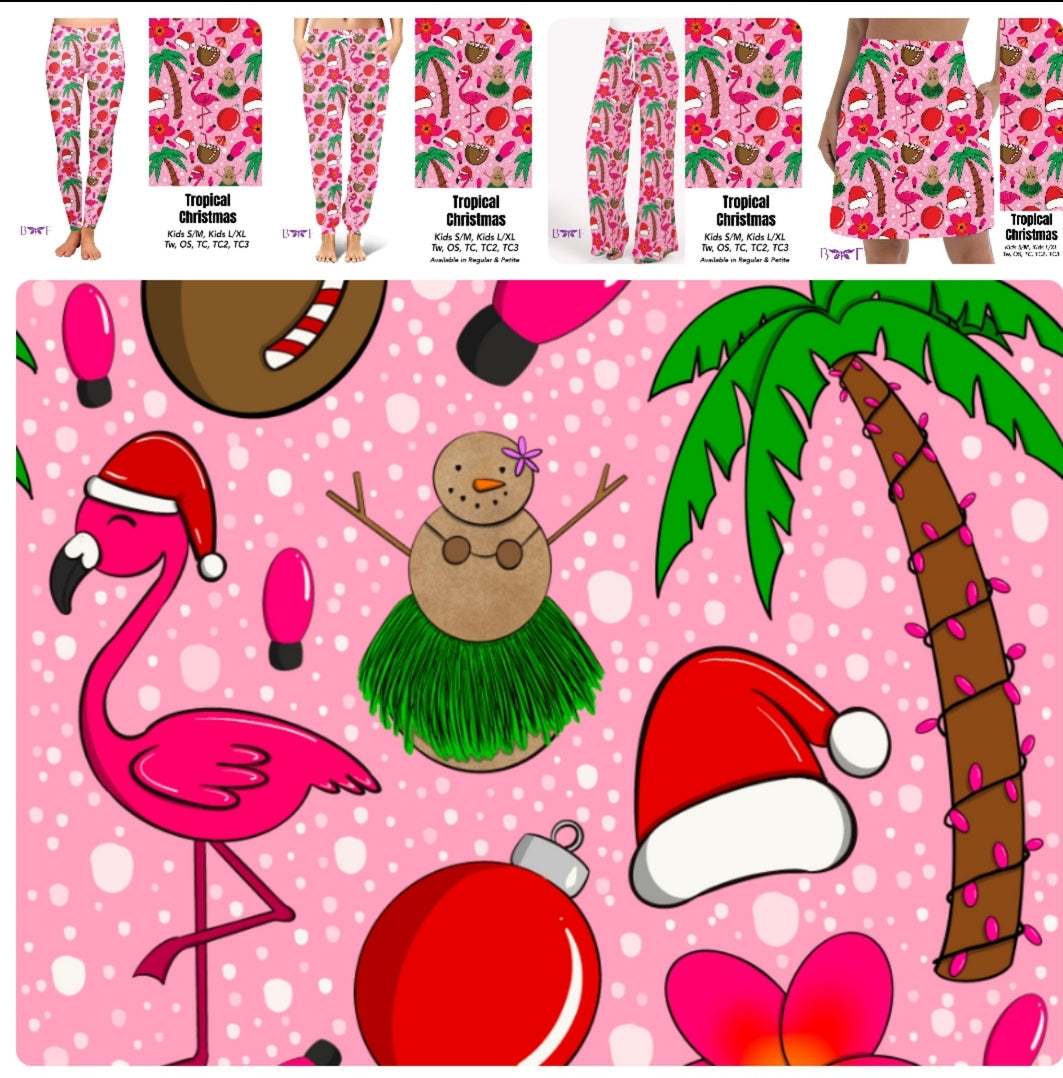 Tropical Christmas leggings and skorts with pockets