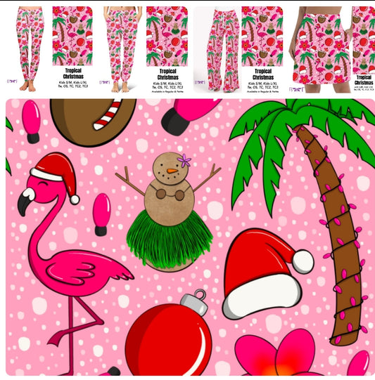 Tropical Christmas leggings and skorts with pockets