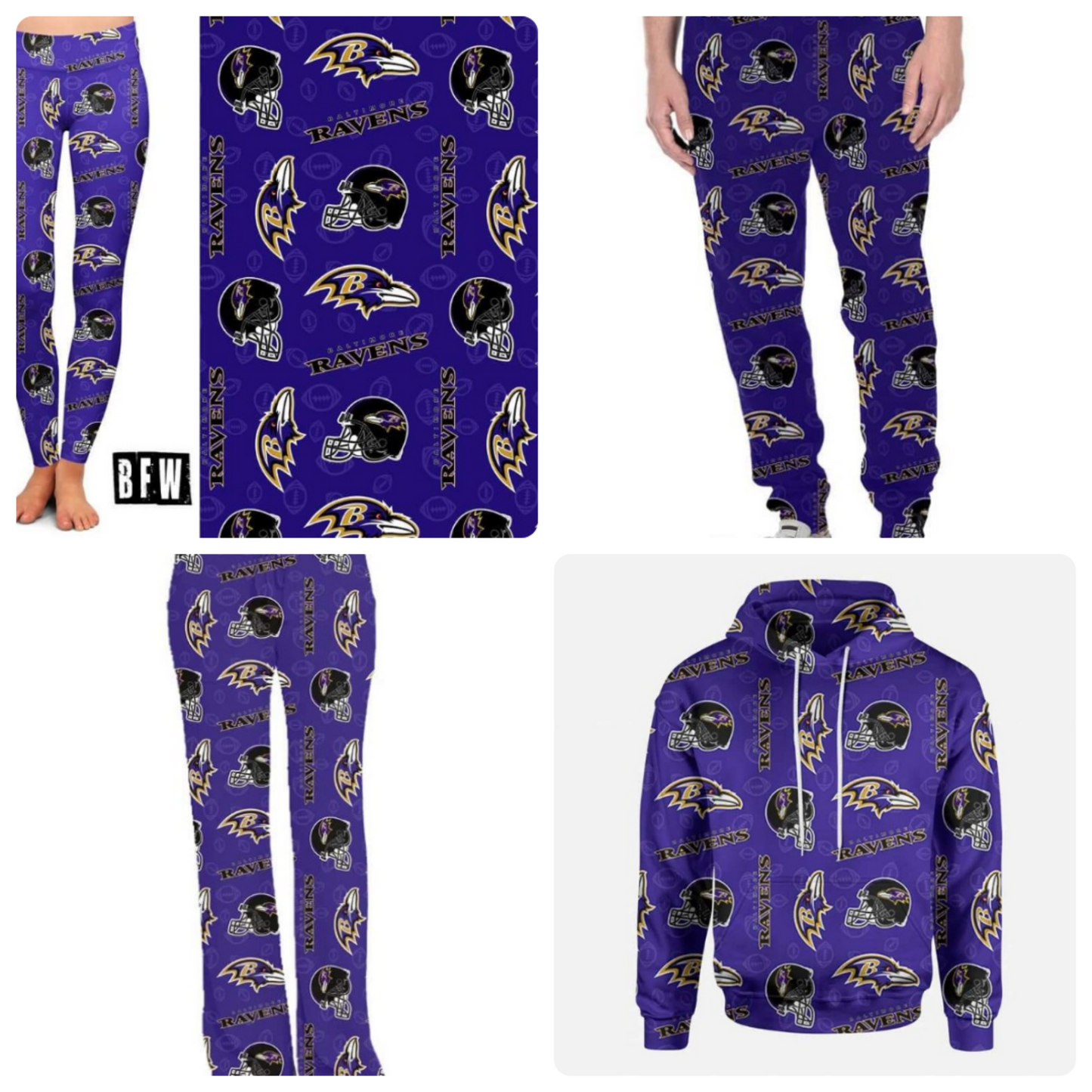 Baltimore leggings and zip up hoodies