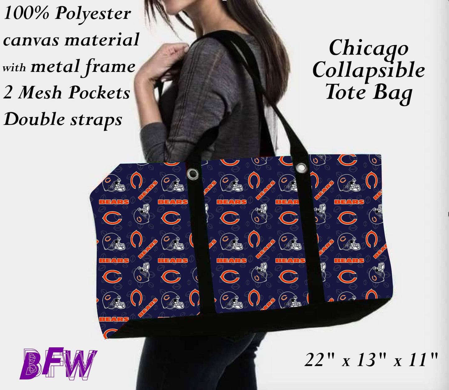 Chicago tote with 2 inside mesh pockets