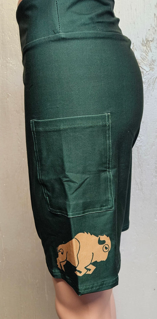 Green and Gold Buffalo biker shorts (Charter School support)