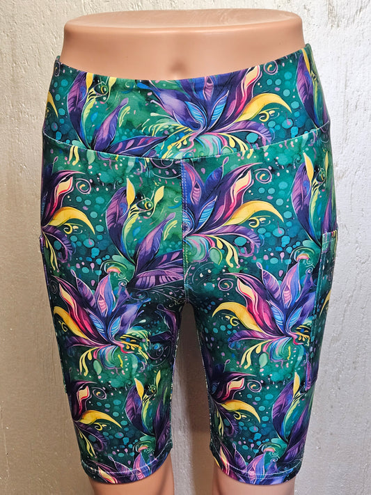 Mardi Gras Celebration bike shorts and capris with pockets