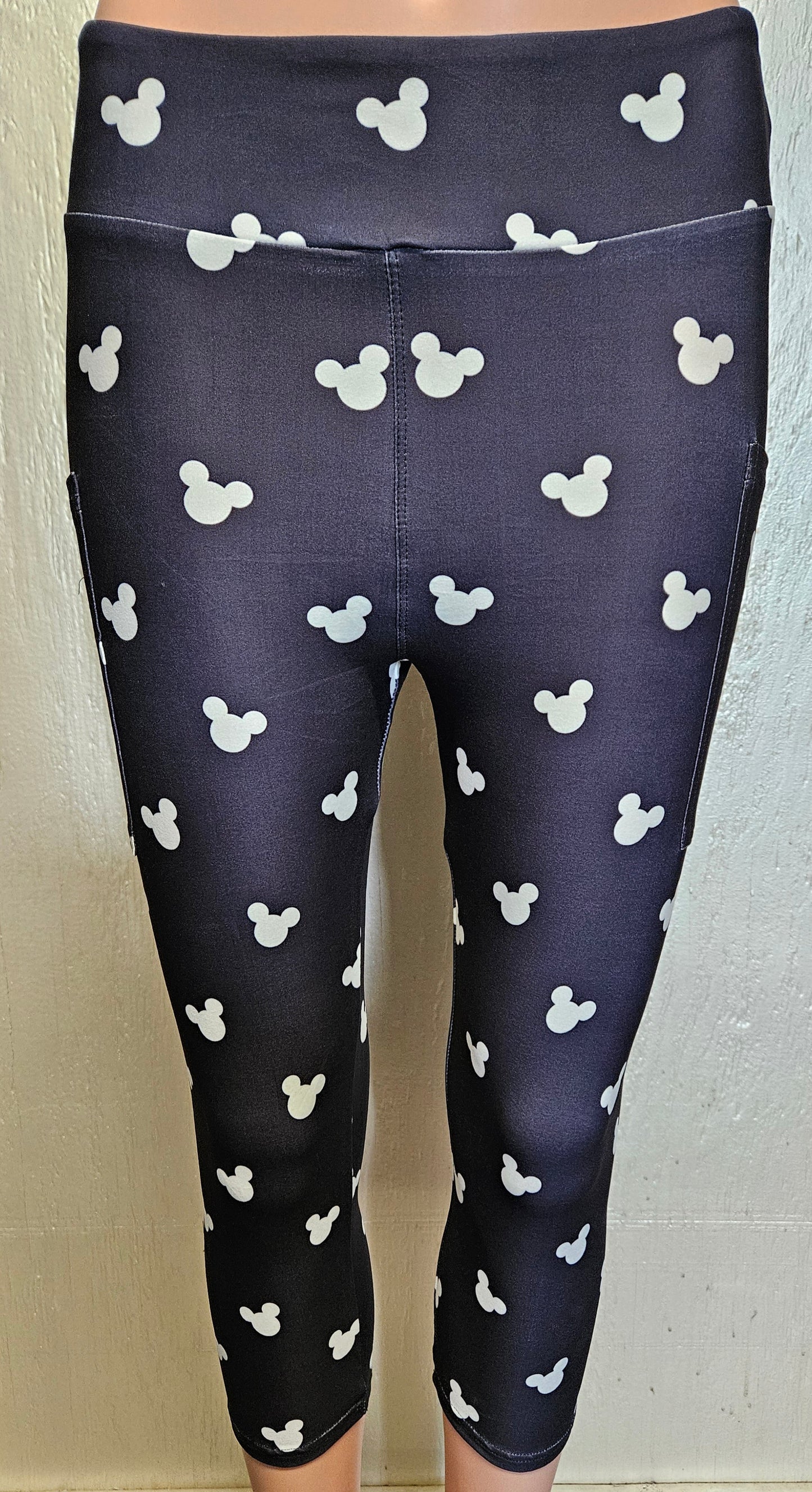 White Ears on Black leggings, capris, skorts, and biker shorts with pockets