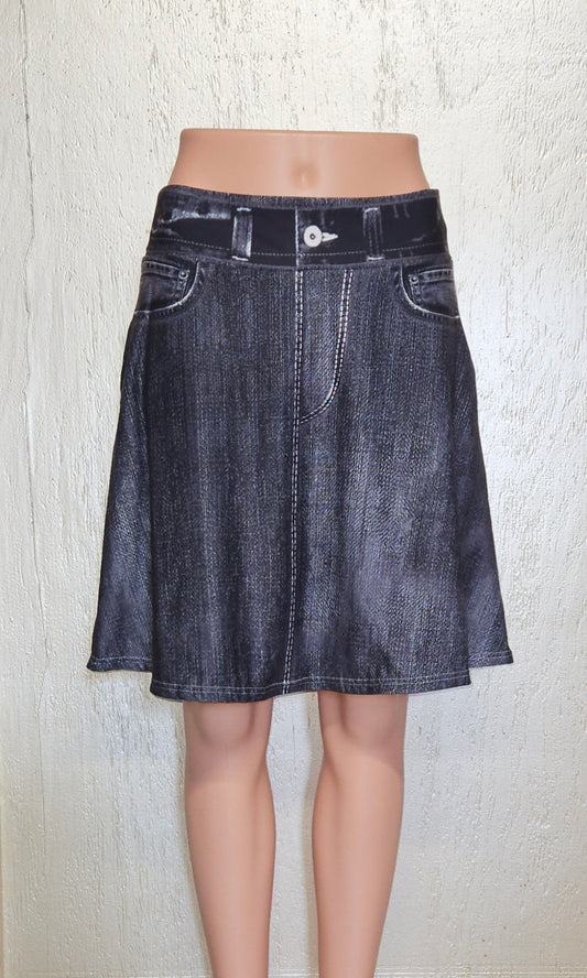 Black Faux Denim skort with pockets