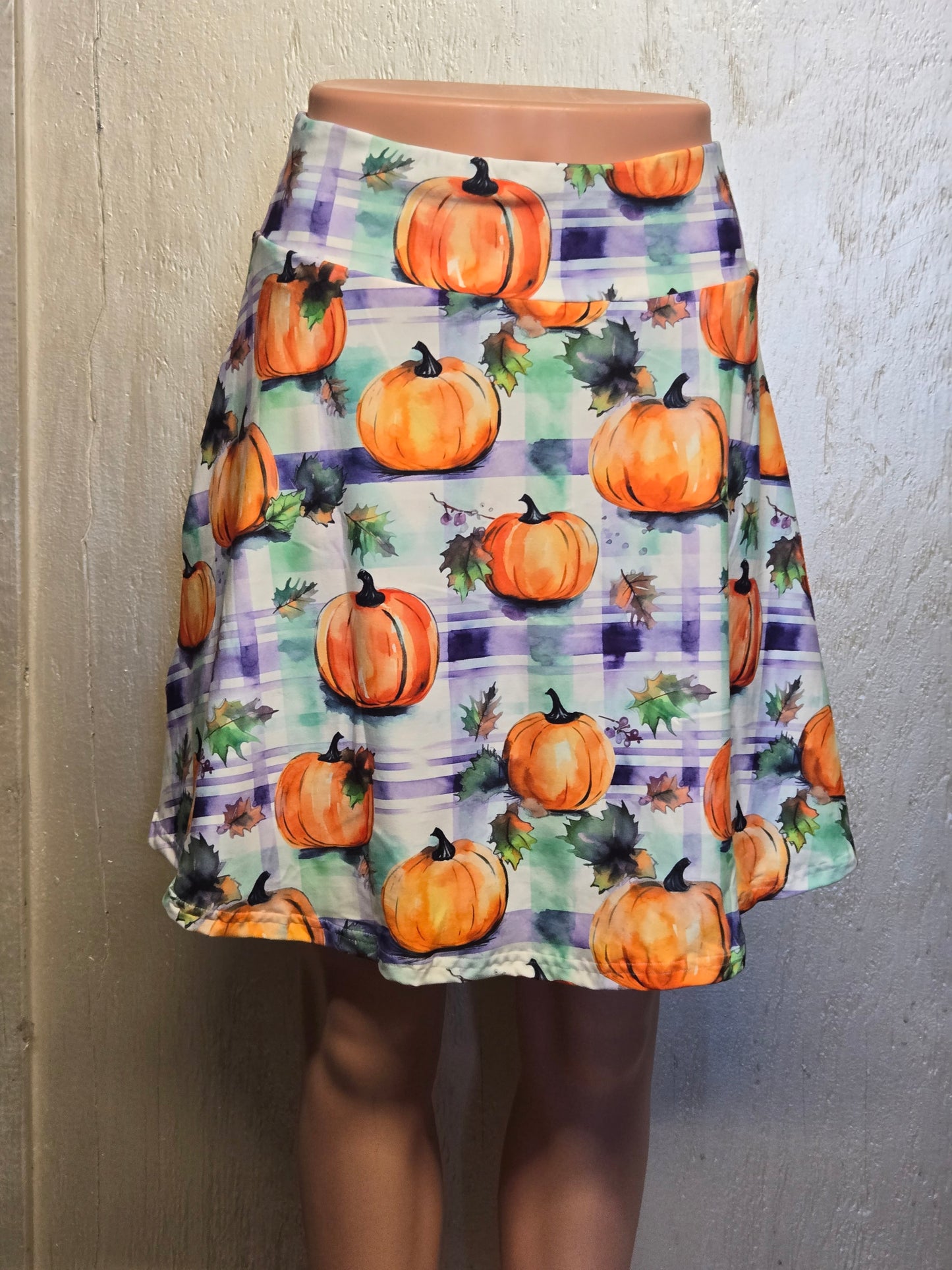Plaid pumpkin capris and skorts with pockets