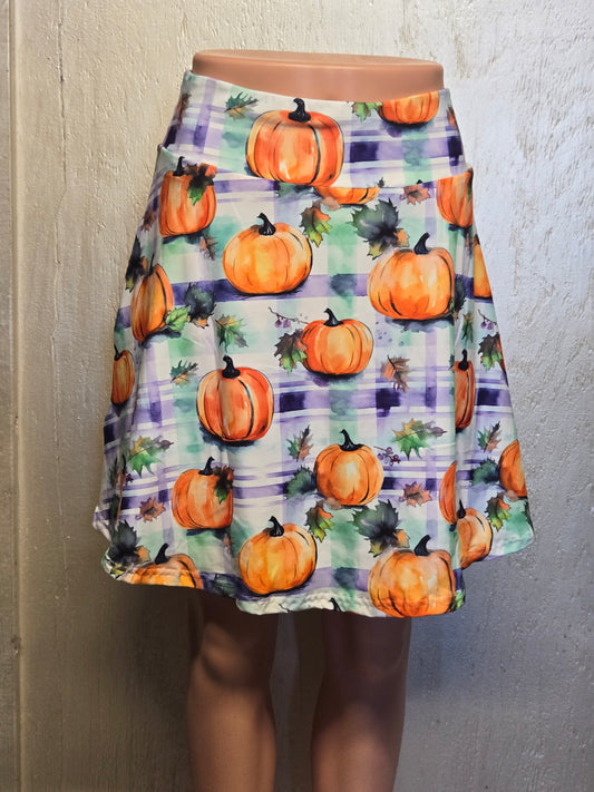 Plaid pumpkin capris and skorts with pockets