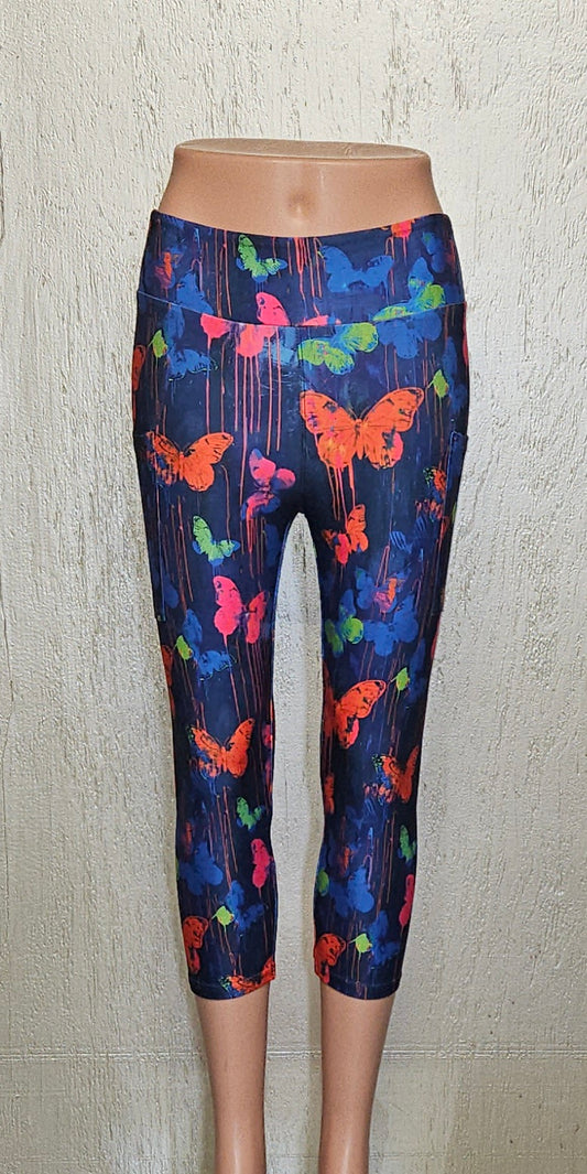 Neon Butterfly capris and bike shorts with pockets