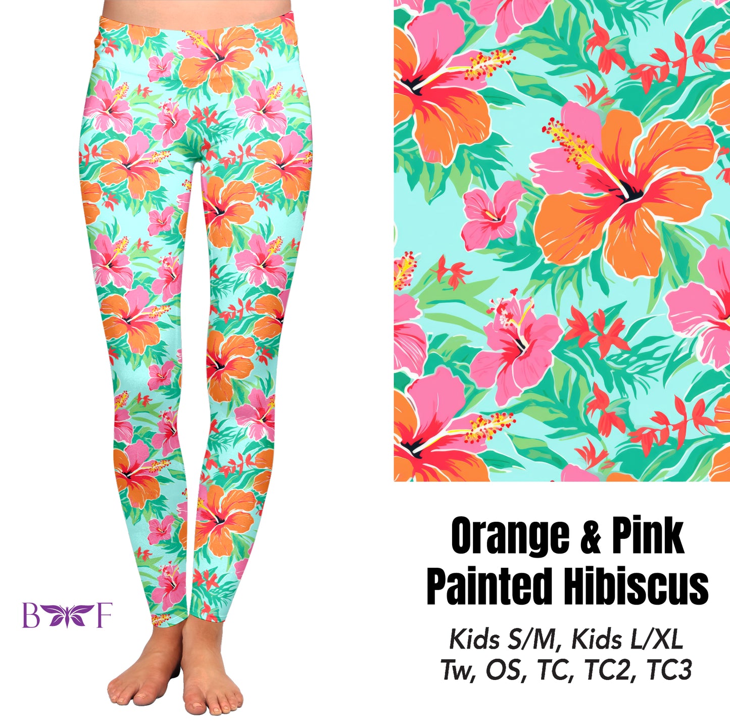 Orange and pink painted hibiscus preorder#0515