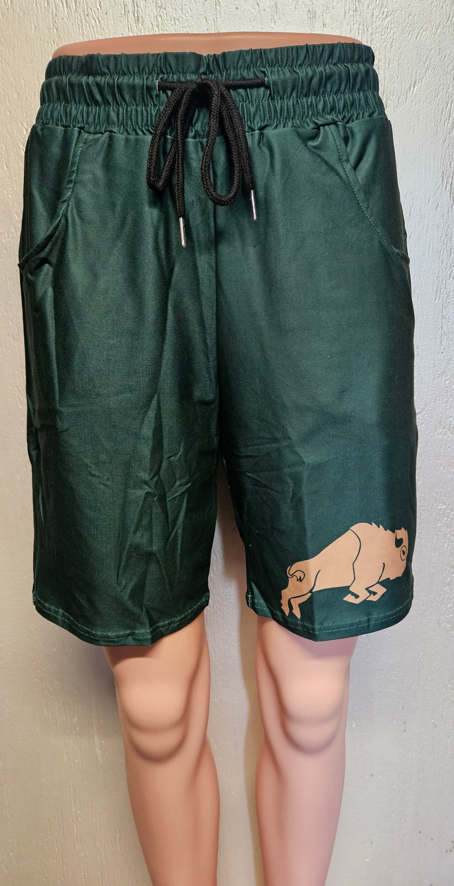 Green and Gold Buffalo Unisex Jogger Shorts (Charter School support)