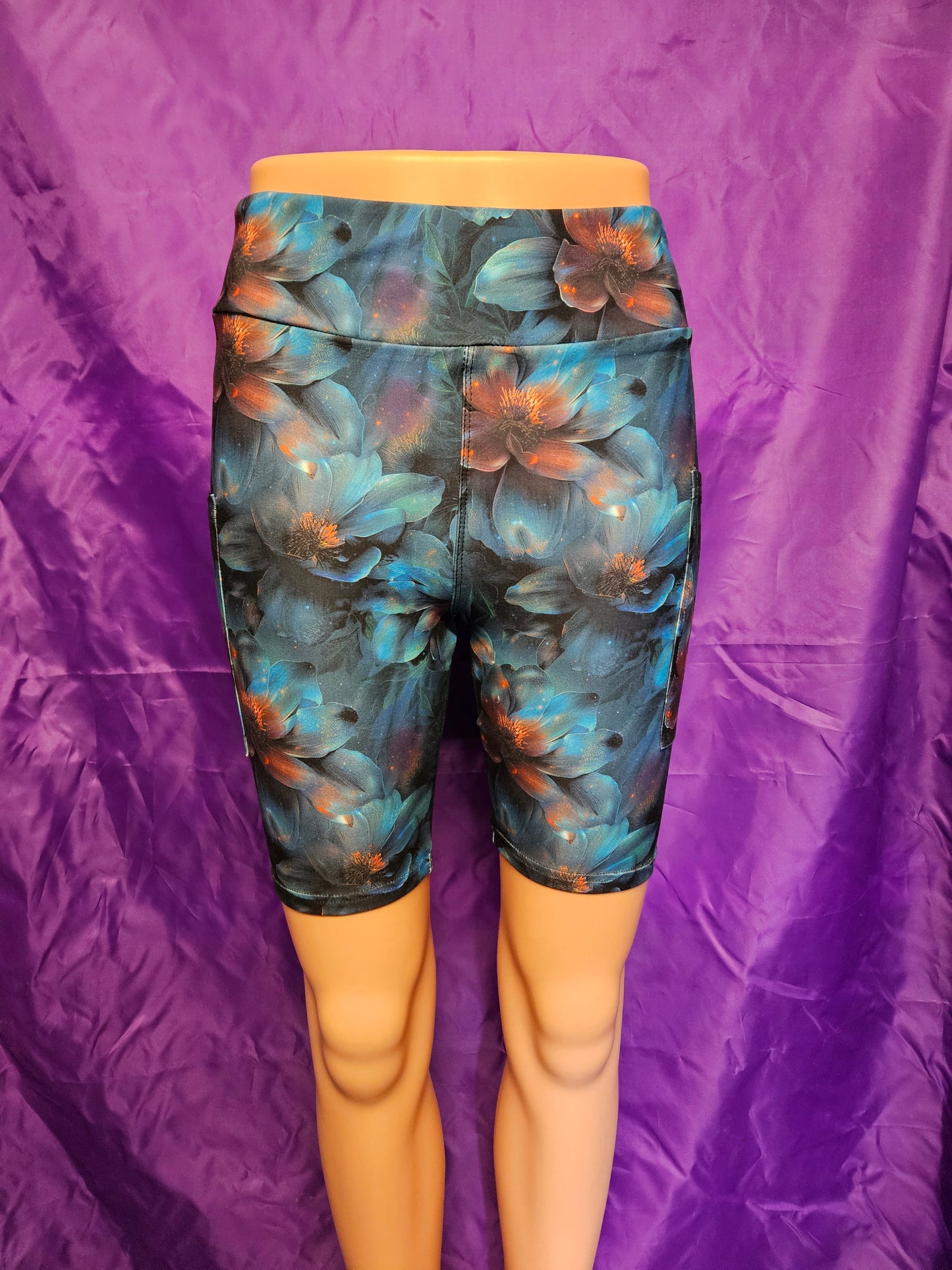 Dark Florals leggings and biker shorts with pockets