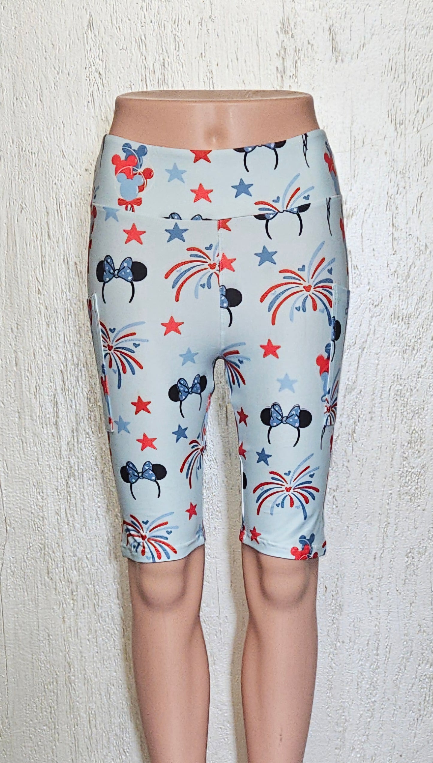Blue Ear Fireworks leggings and biker shorts with pockets