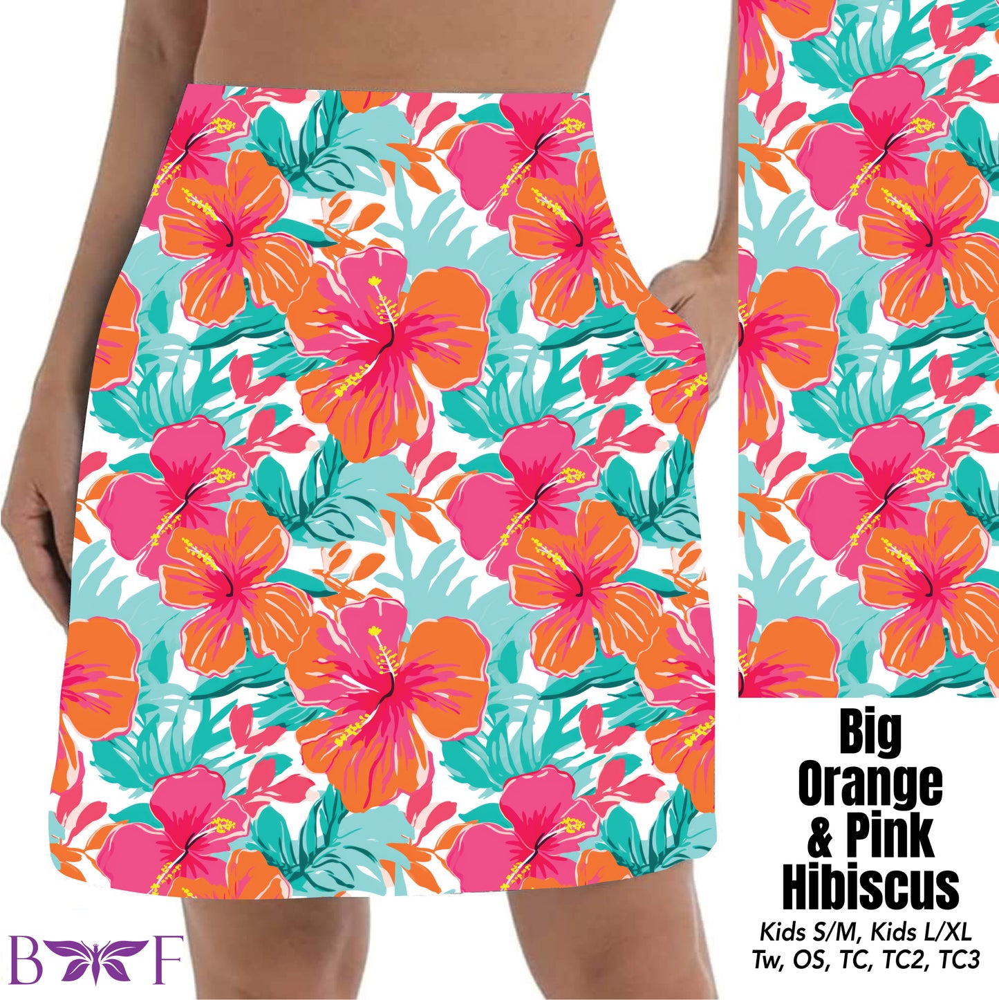 Big Orange and pink hibiscus preorder#0515