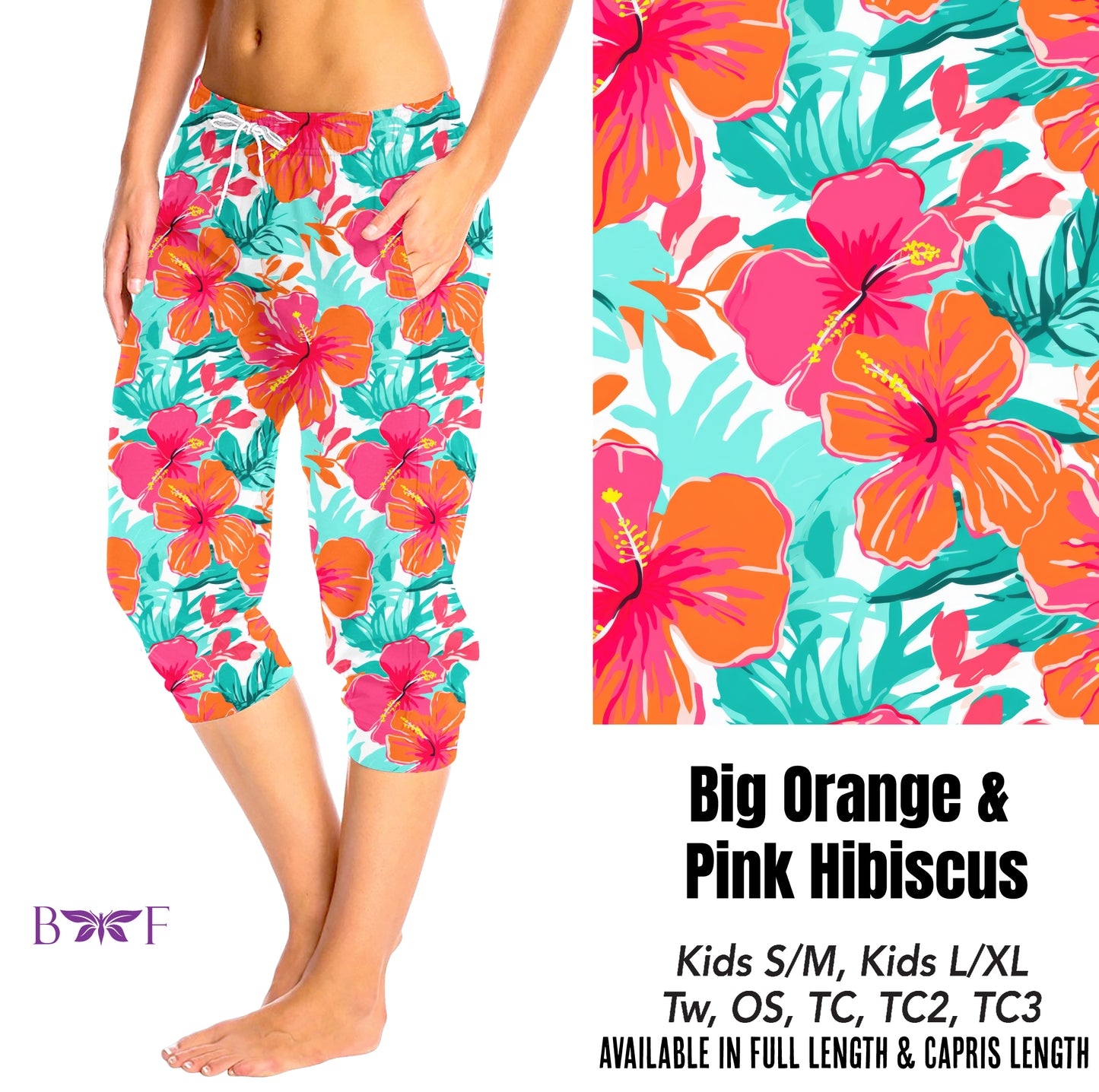 Big Orange and pink hibiscus preorder#0515