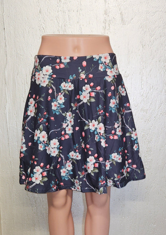 Pink and White Floral on Black skorts and capris with pockets