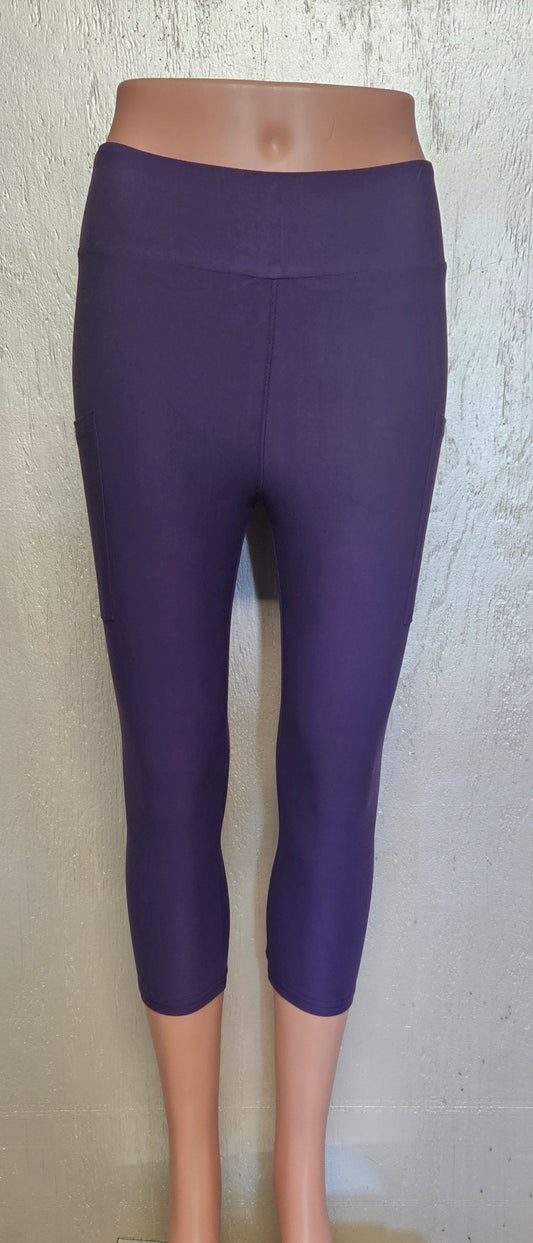 Brylah Purple Solid capris and leggings and biker Shorts with pockets