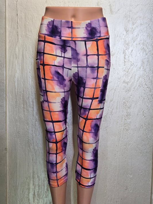 Halloween plaid 4 capris with pockets