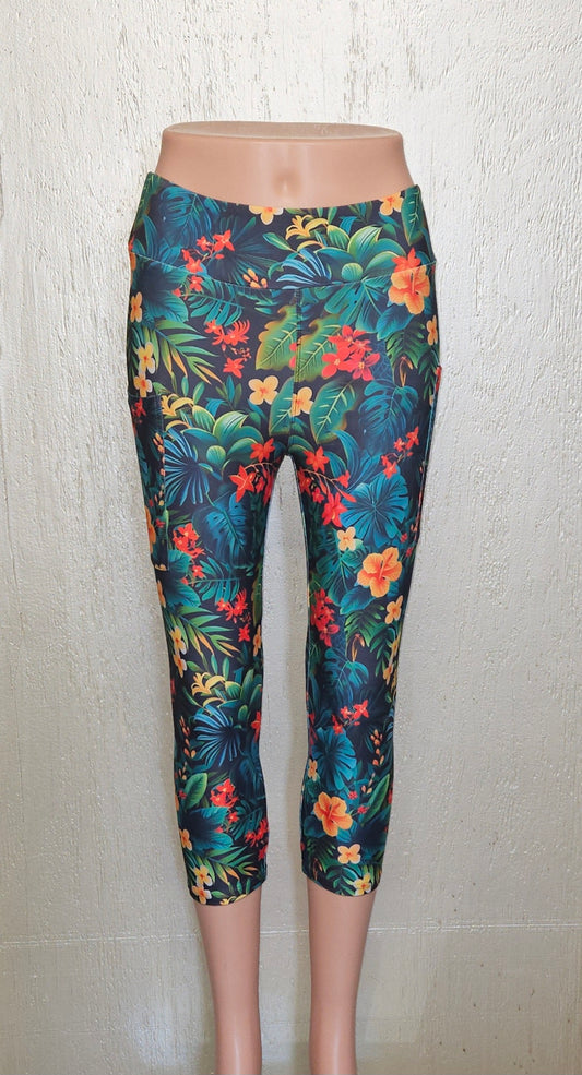 Tropical Jungle capris and bike shorts with pockets