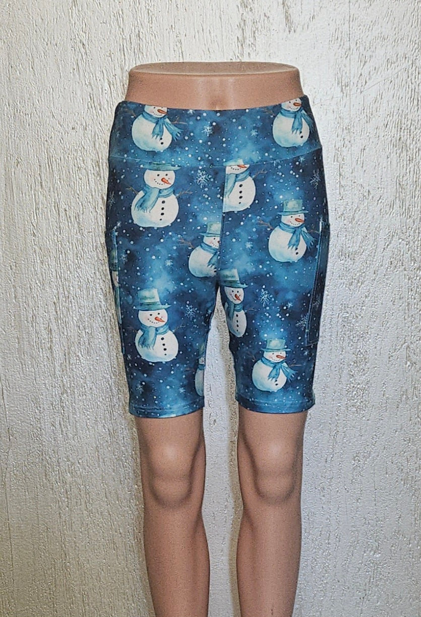Snowman biker shorts with pockets