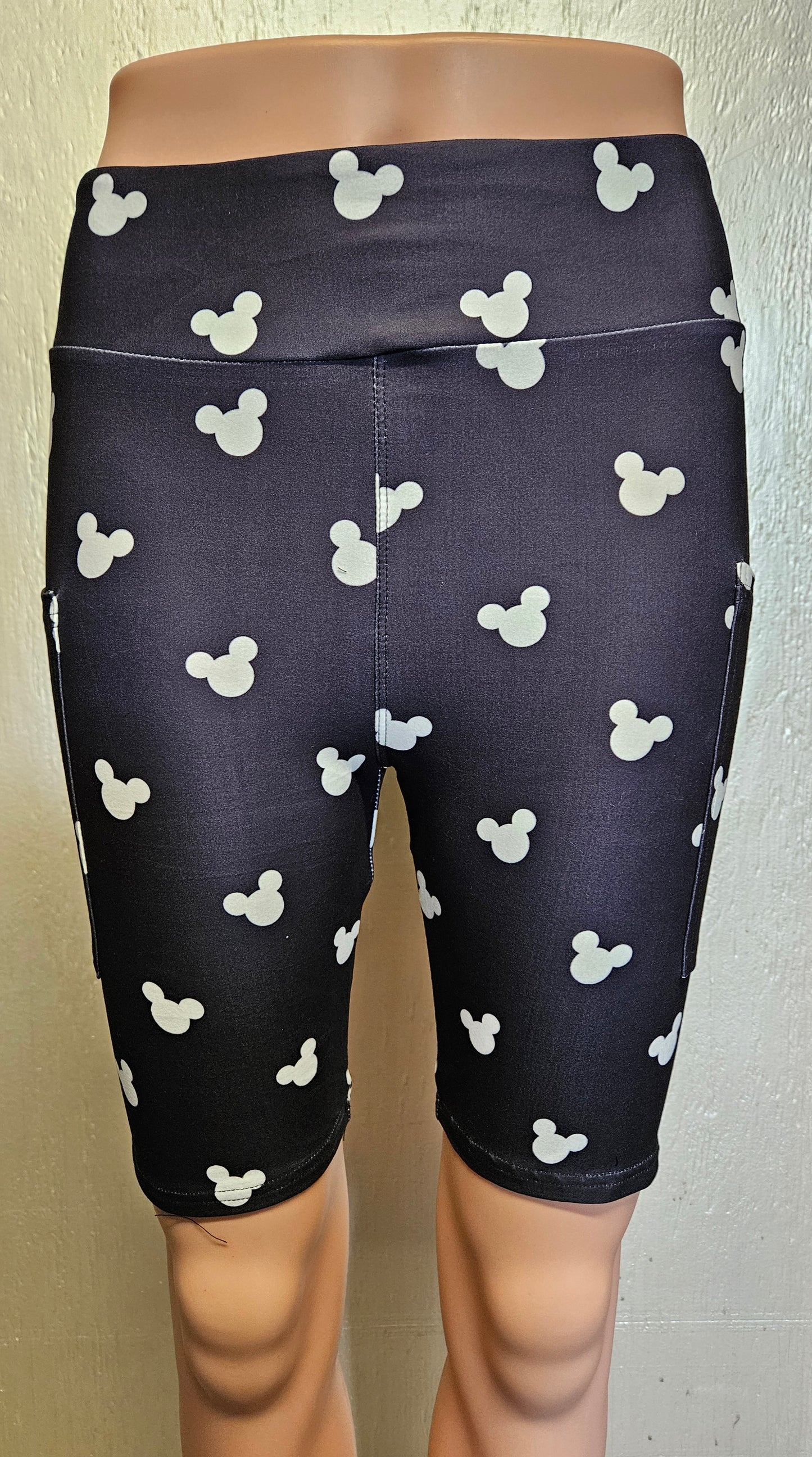 White Ears on Black leggings, capris, skorts, and biker shorts with pockets