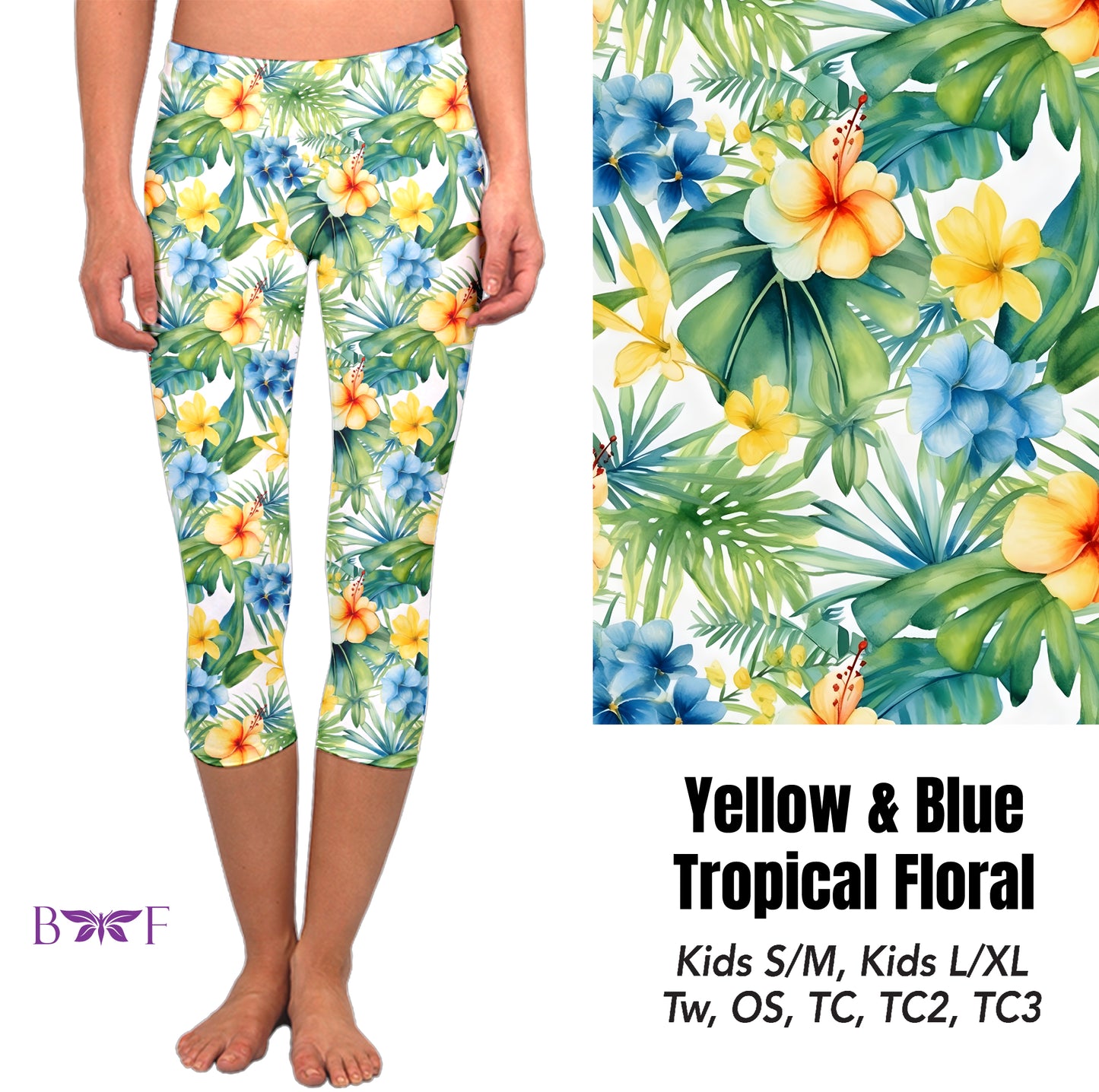 Yellow & blue tropical floral preorder#0515