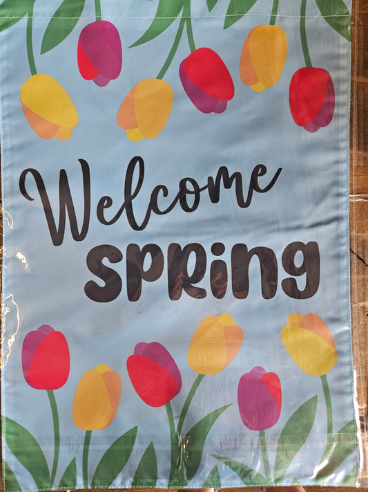 Welcome Spring garden flag