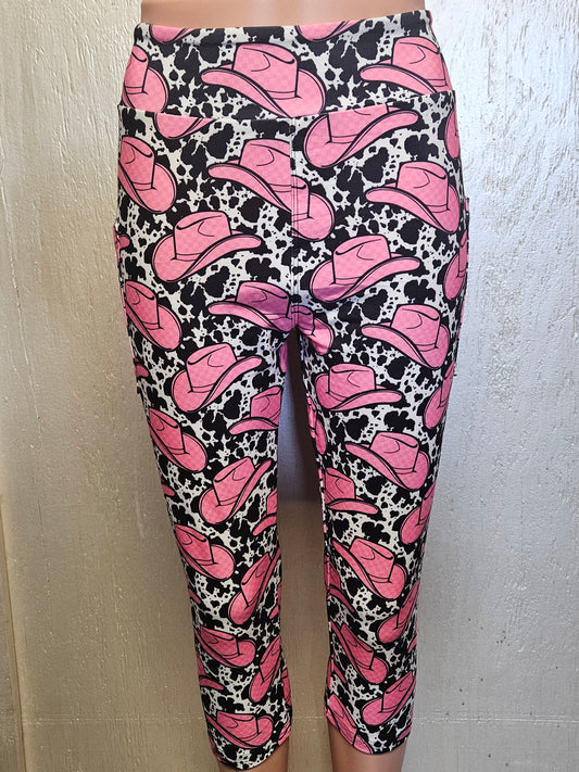 Pink Cowboy Hats capris