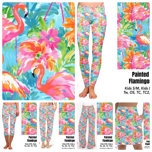 Painted flamingo leggings and capris with pockets