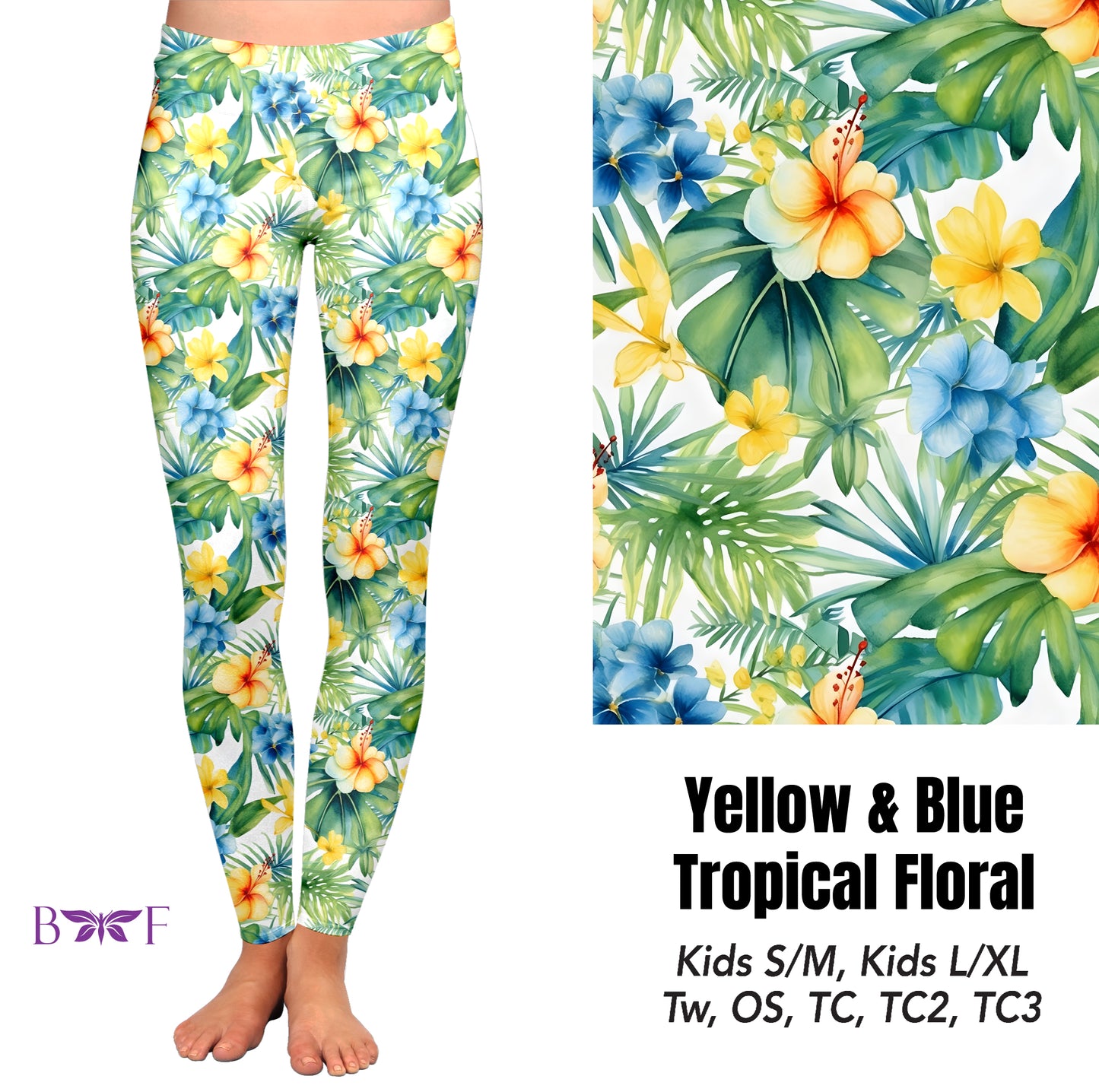 Yellow & blue tropical floral preorder#0515