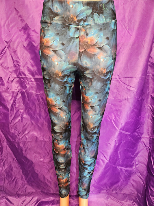 Dark Florals leggings and biker shorts with pockets