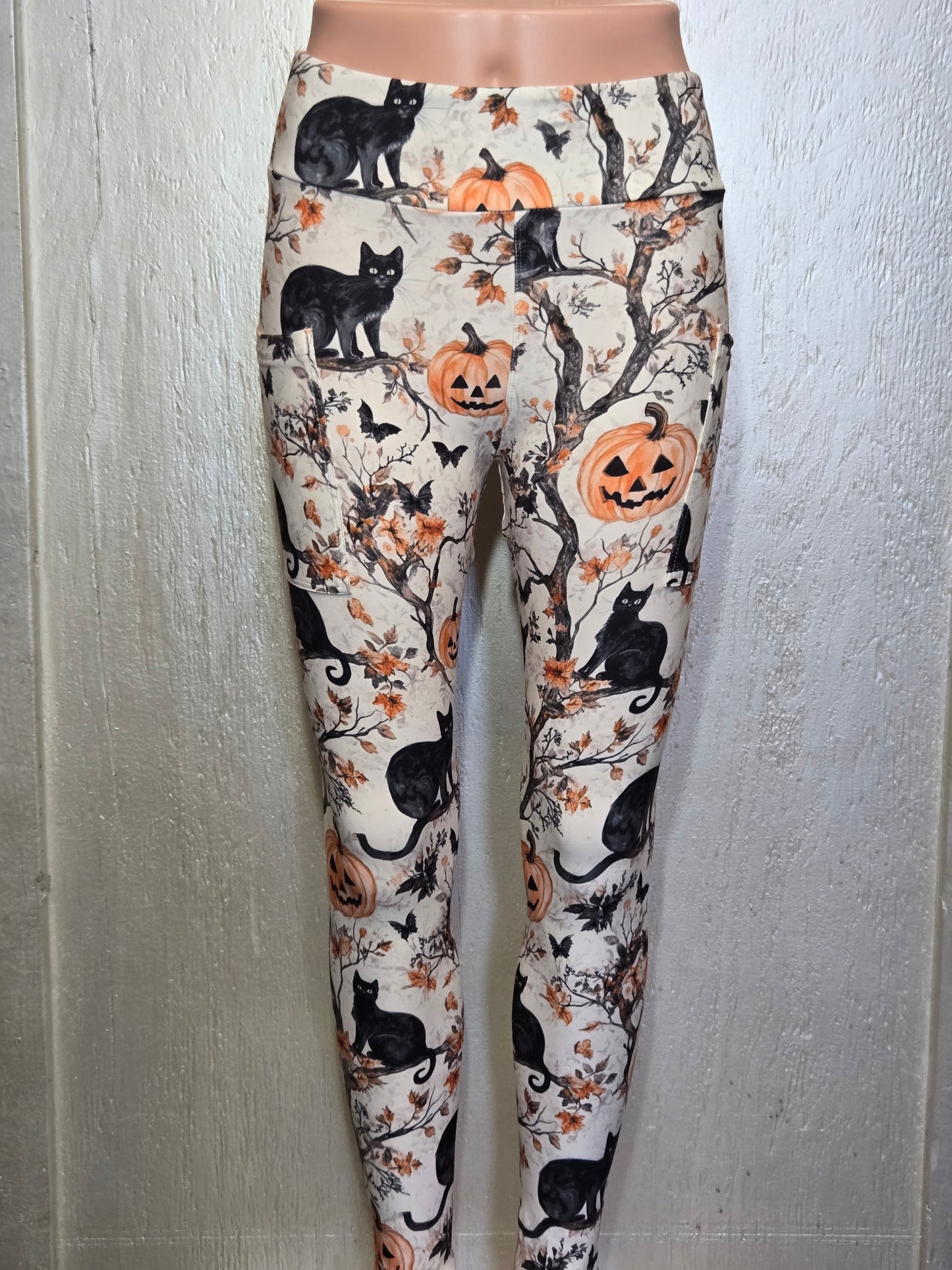 Pumpkin cat leggings and capris with pockets