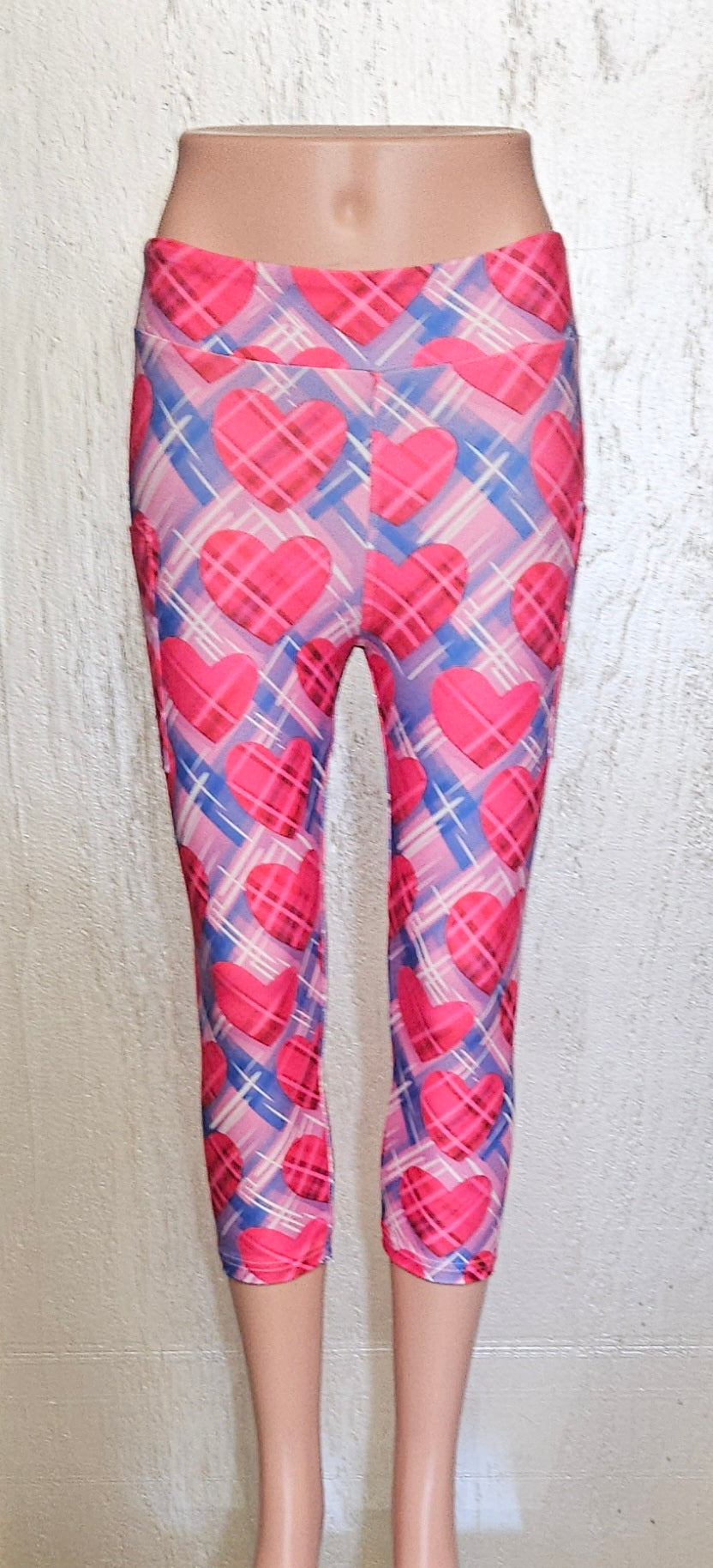 Plaid Hearts leggings and capris with pockets