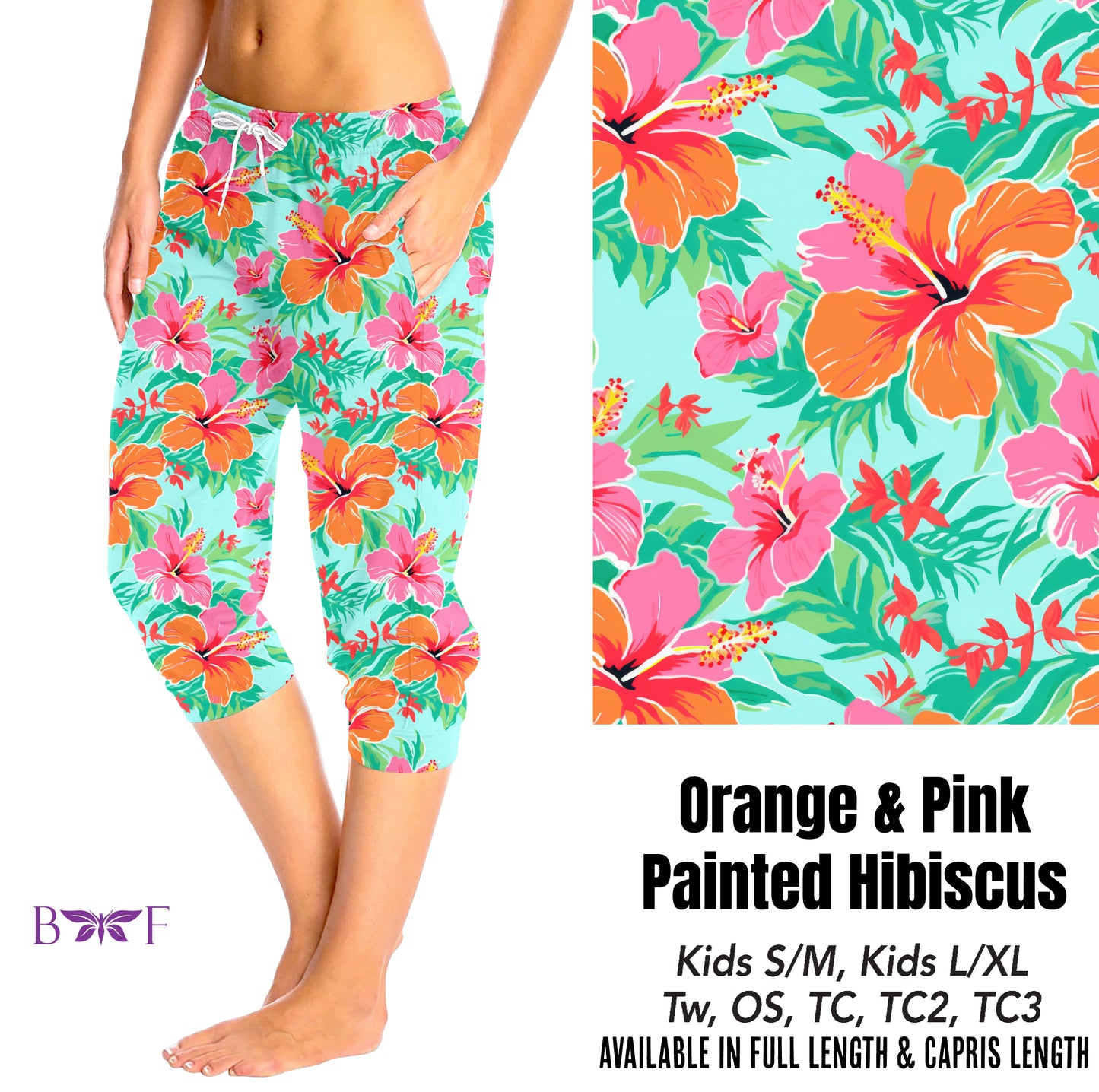 Orange and pink painted hibiscus preorder#0515