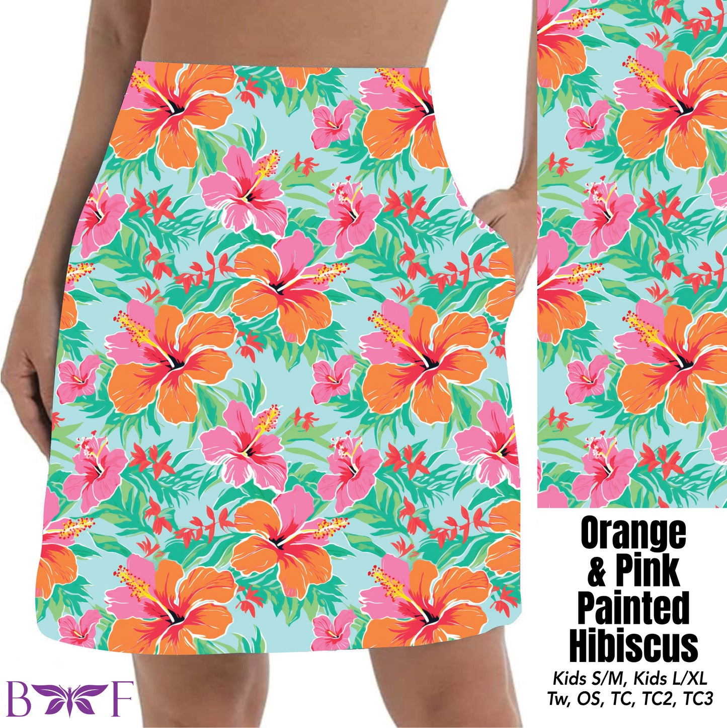 Orange and pink painted hibiscus preorder#0515