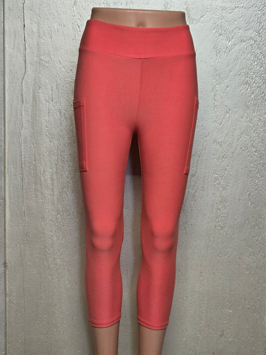 Coral solid capris, skorts and biker shorts with pockets