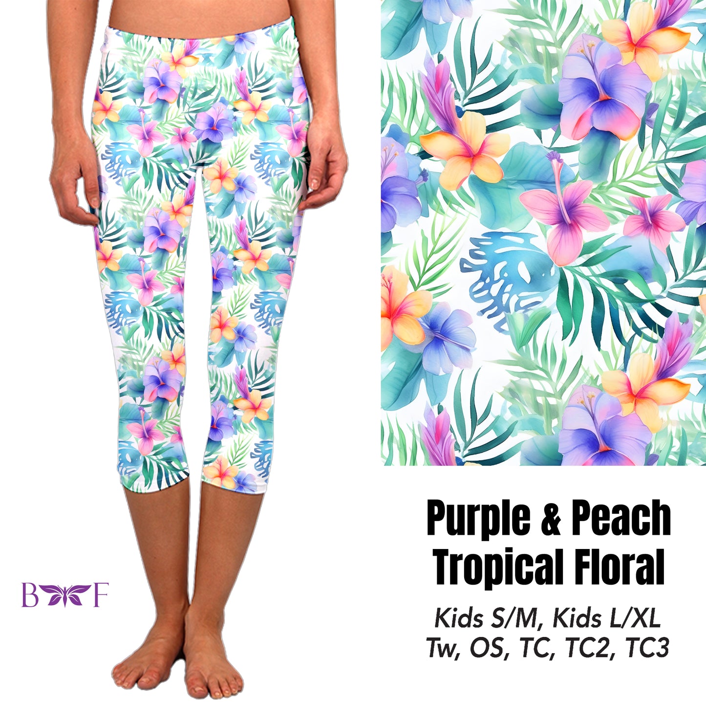 Purple & peach tropical floral preorder#0515