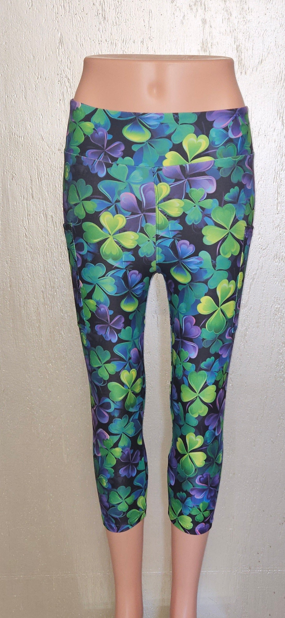 Dark Neon Shamrock skorts, leggings and capris with pockets
