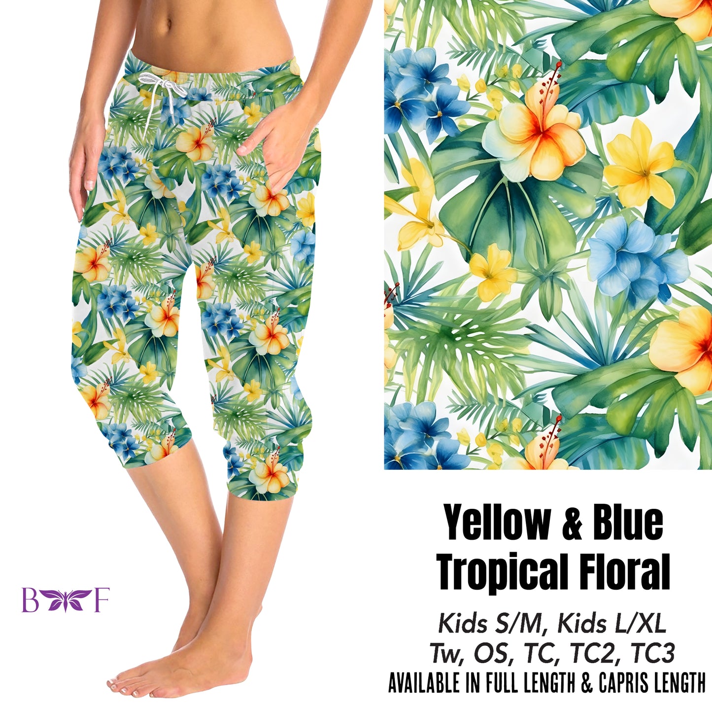 Yellow & blue tropical floral preorder#0515