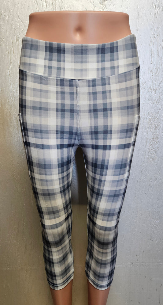 Grey Plaid capris and skorts with pockets