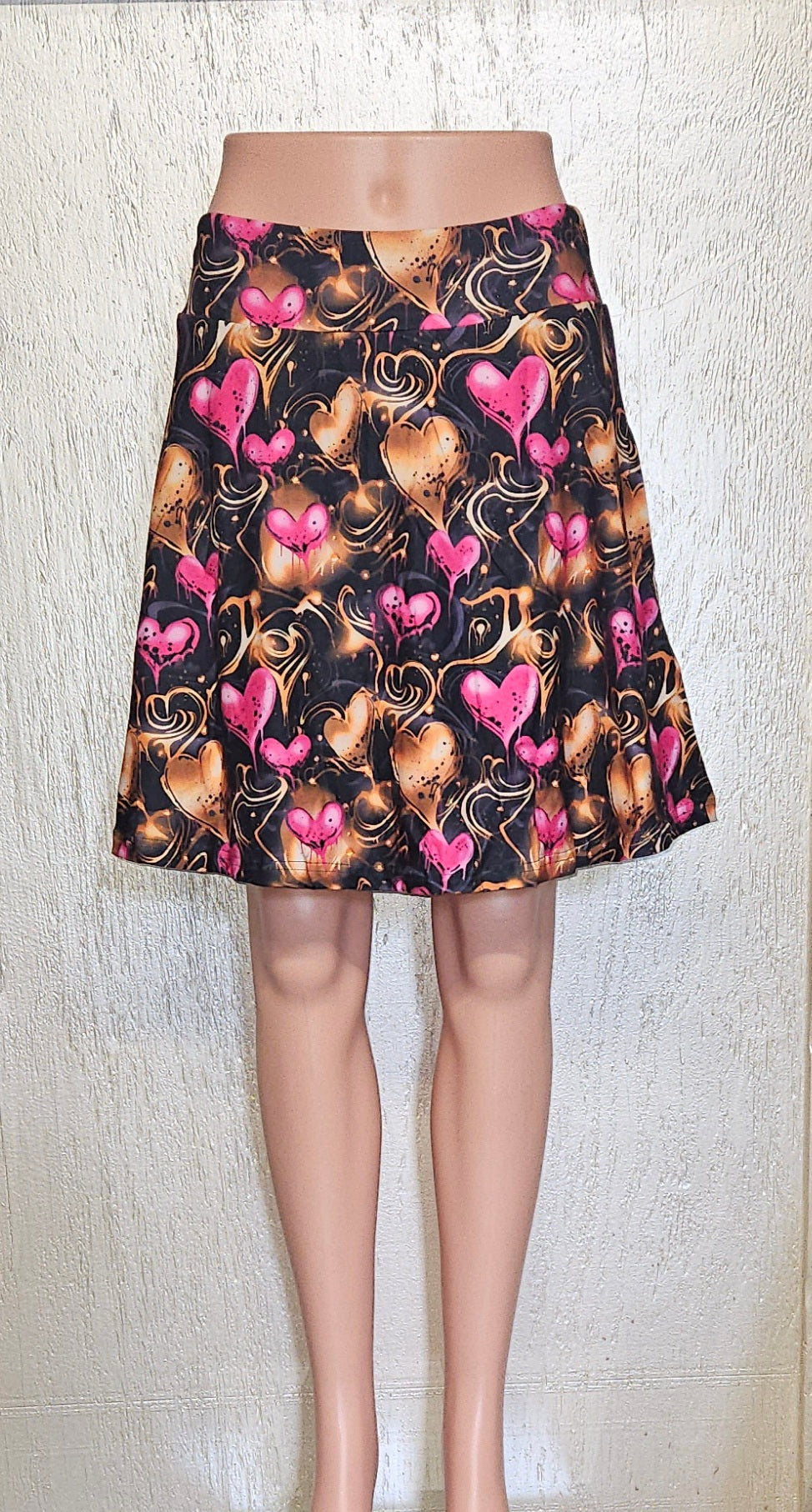 Gold & Pink Hearts leggings and skorts with pockets