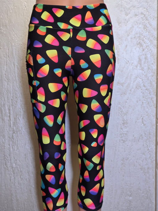 Neon Halloween sweets capris and skorts with pockets