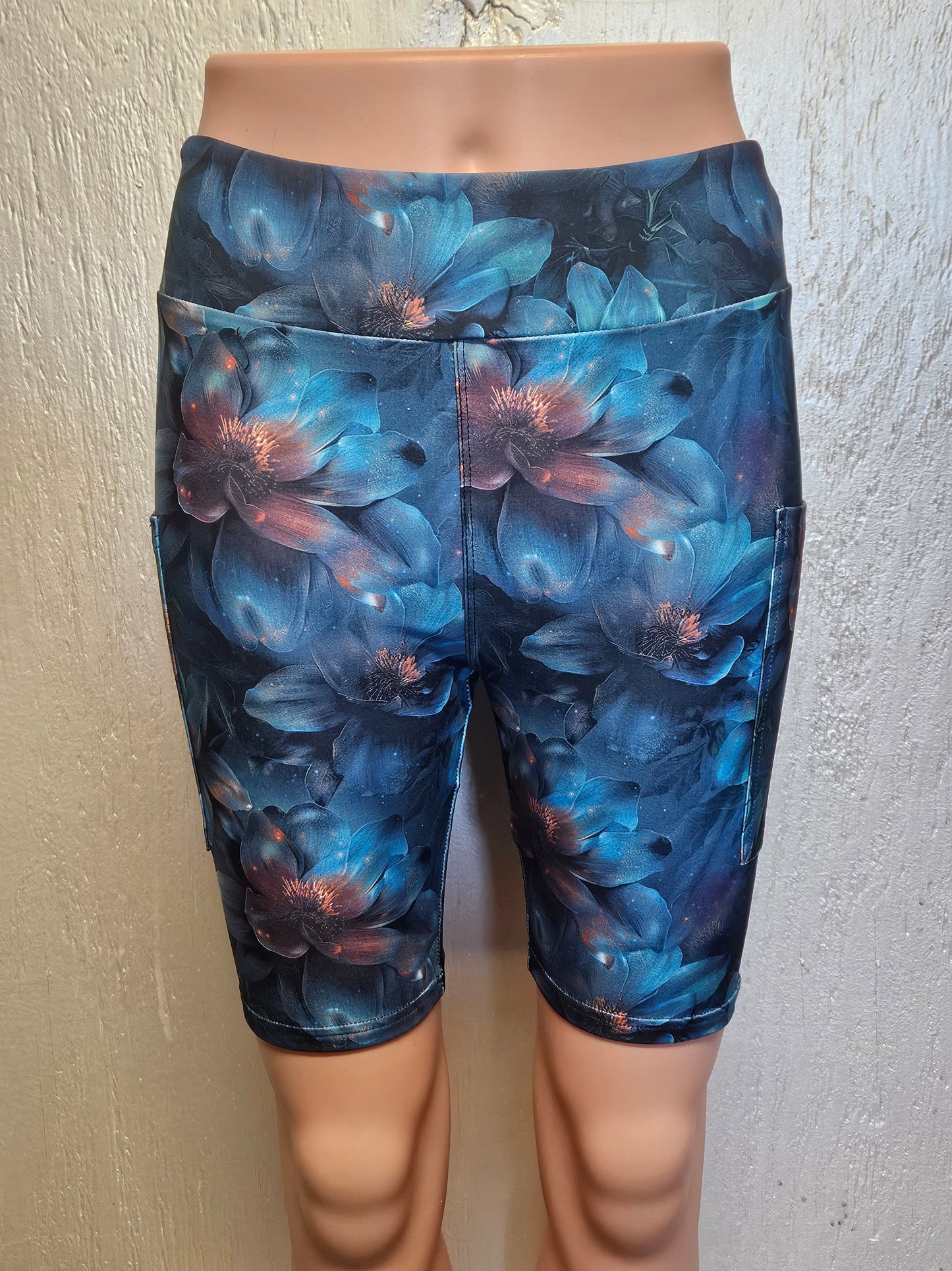 Dark Florals leggings and biker shorts with pockets