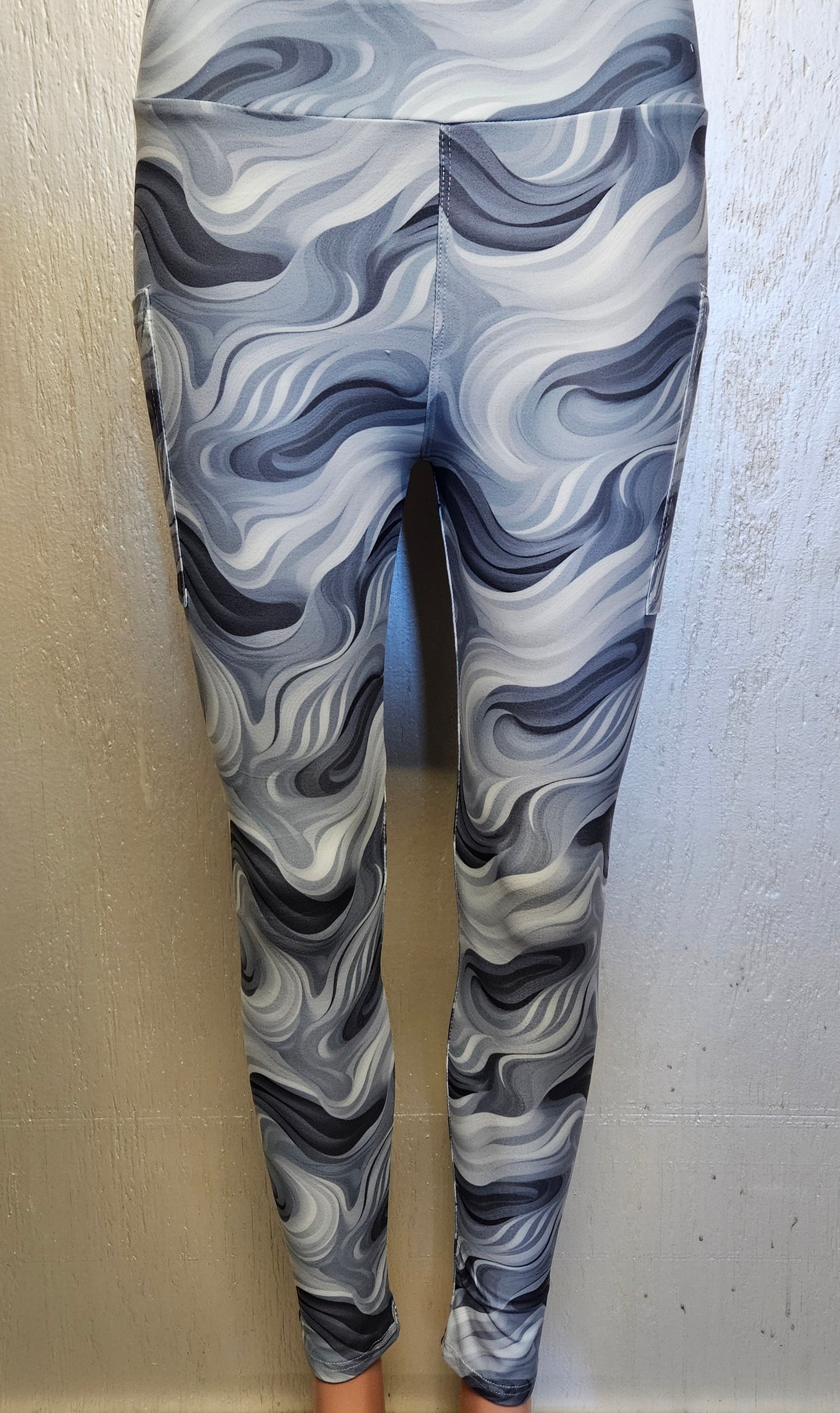 Grey Swirls leggings and skorts with pockets