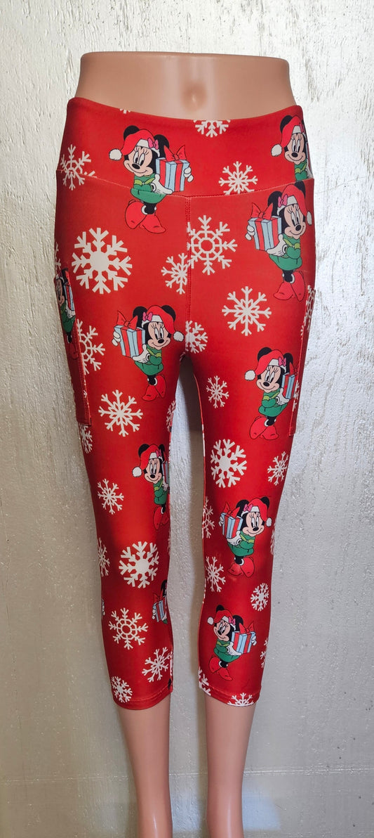 Snowflake Mouse leggings and capris with pockets