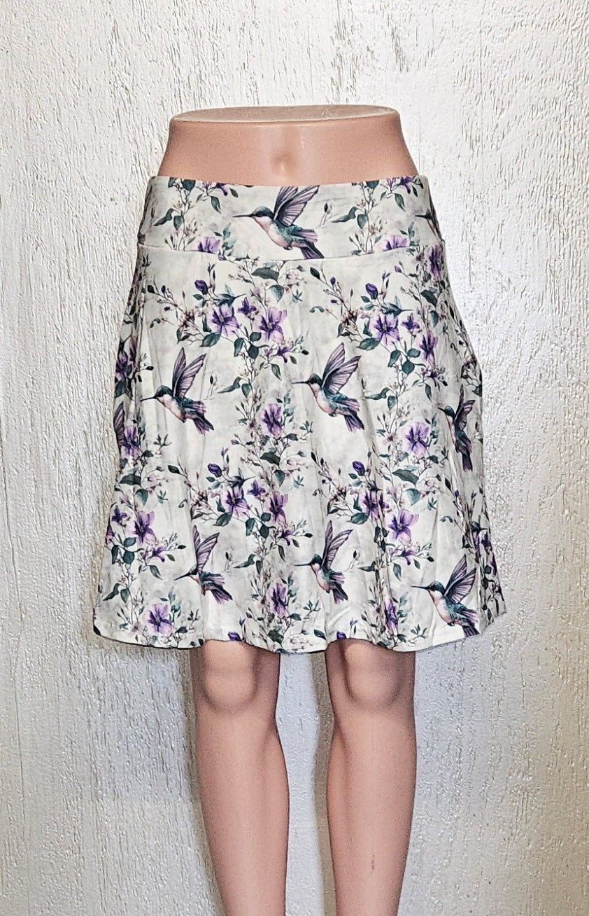 Hummingbird Lavender Flower skorts and capris with pockets
