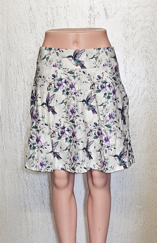 Hummingbird Lavender Flower skorts and capris with pockets